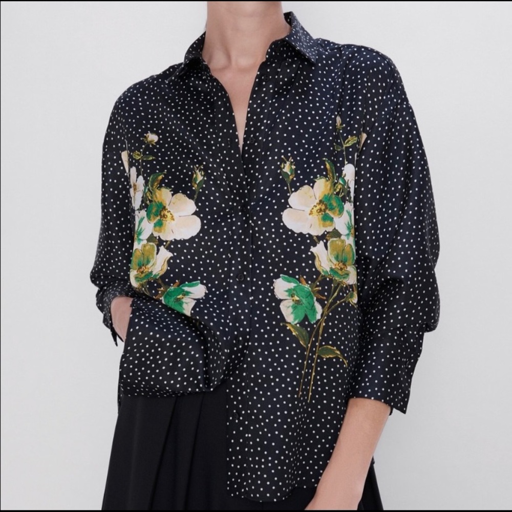 Zara Floral Polkadot blouse